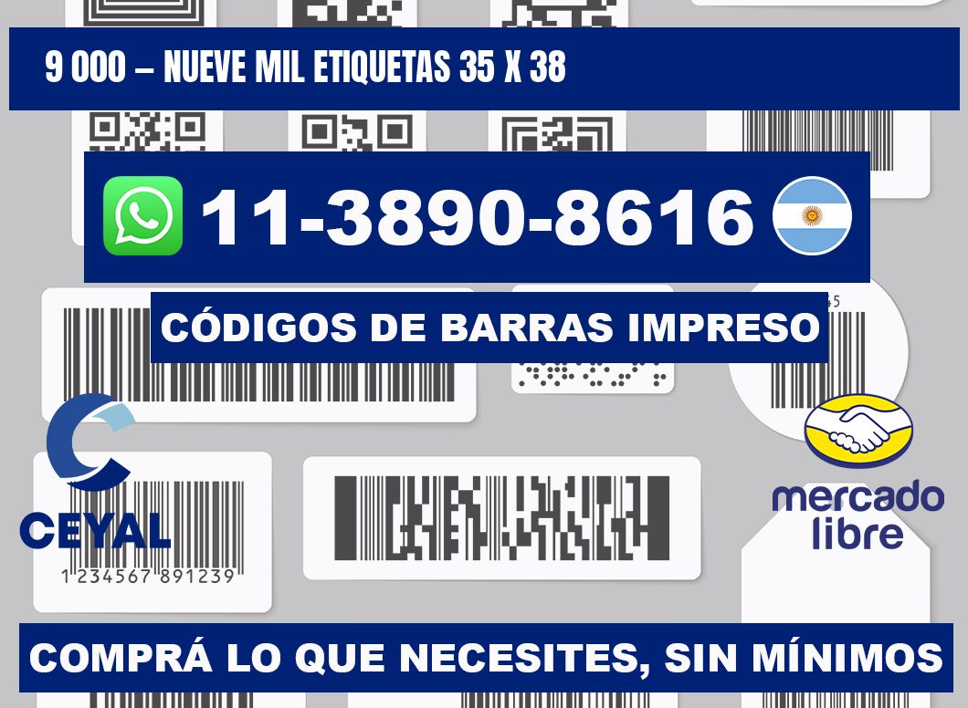 9 000 — nueve mil etiquetas 35 x 38