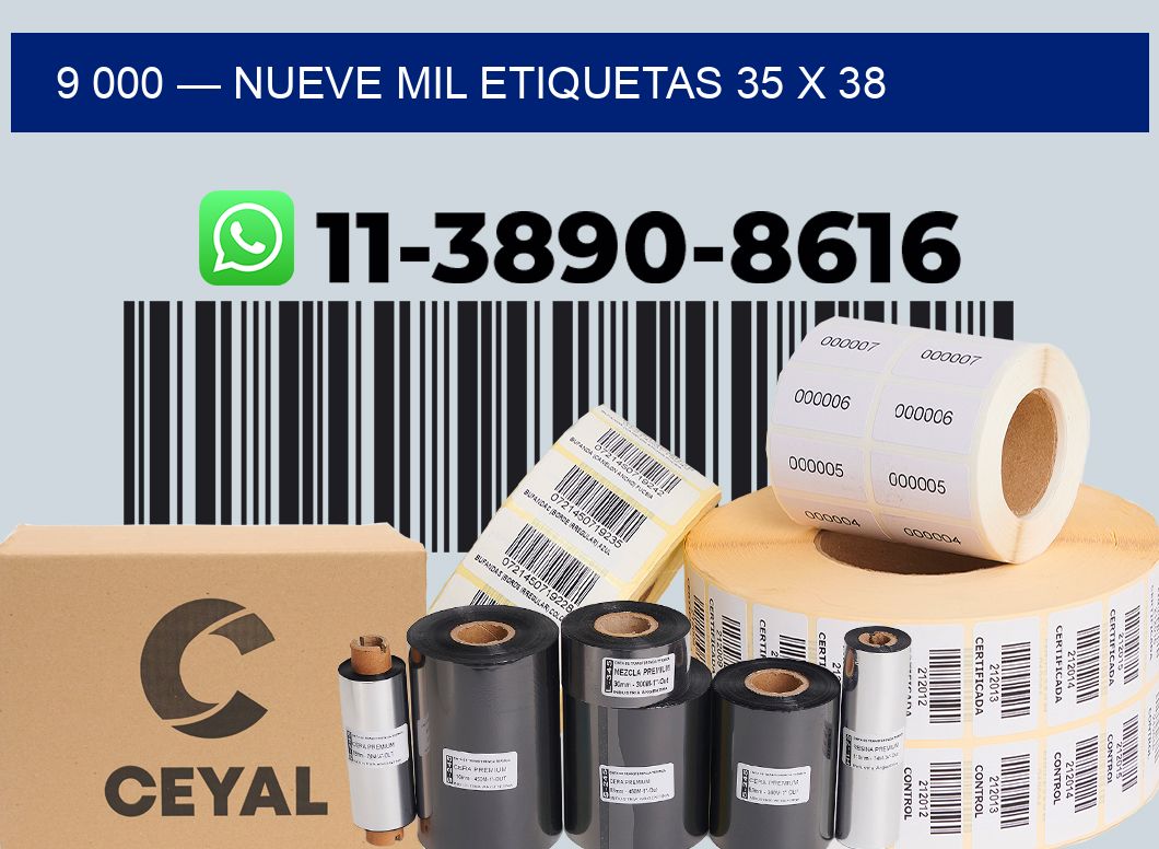9 000 — nueve mil etiquetas 35 x 38