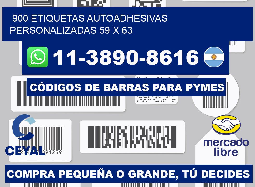 900 Etiquetas autoadhesivas personalizadas 59 x 63