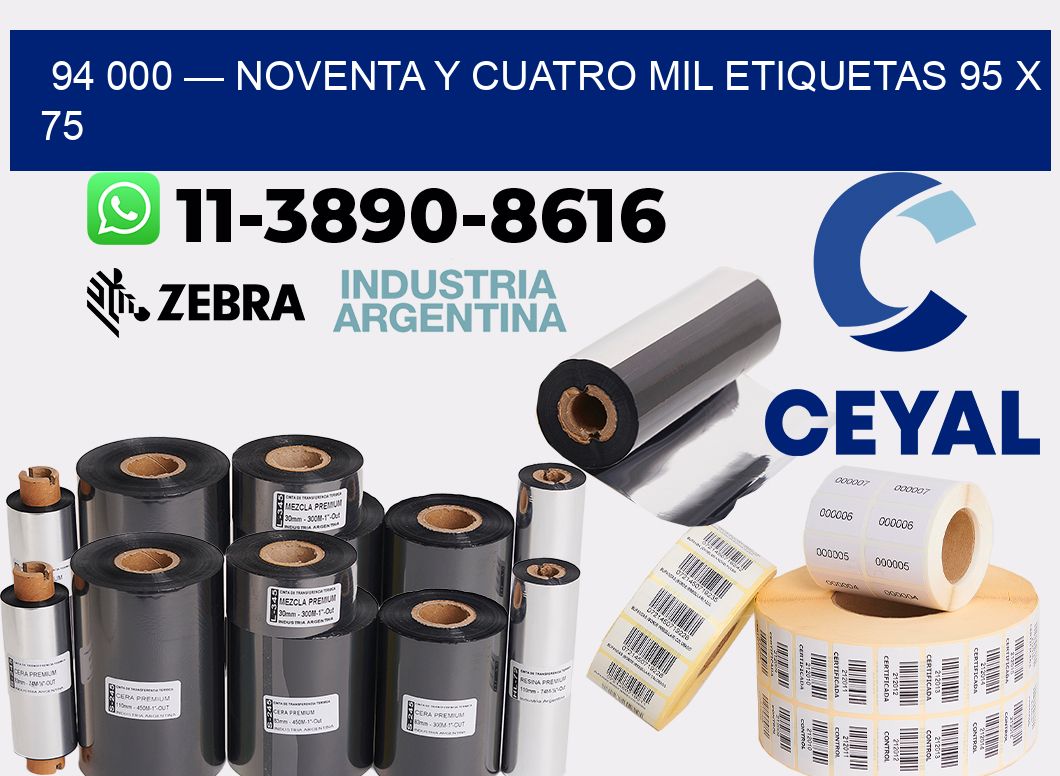 94 000 — noventa y cuatro mil etiquetas 95 x 75