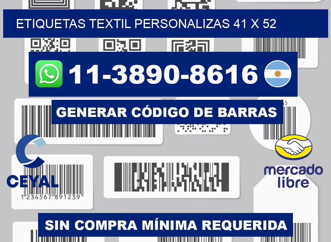 ETIQUETAS TEXTIL PERSONALIZAS 41 x 52