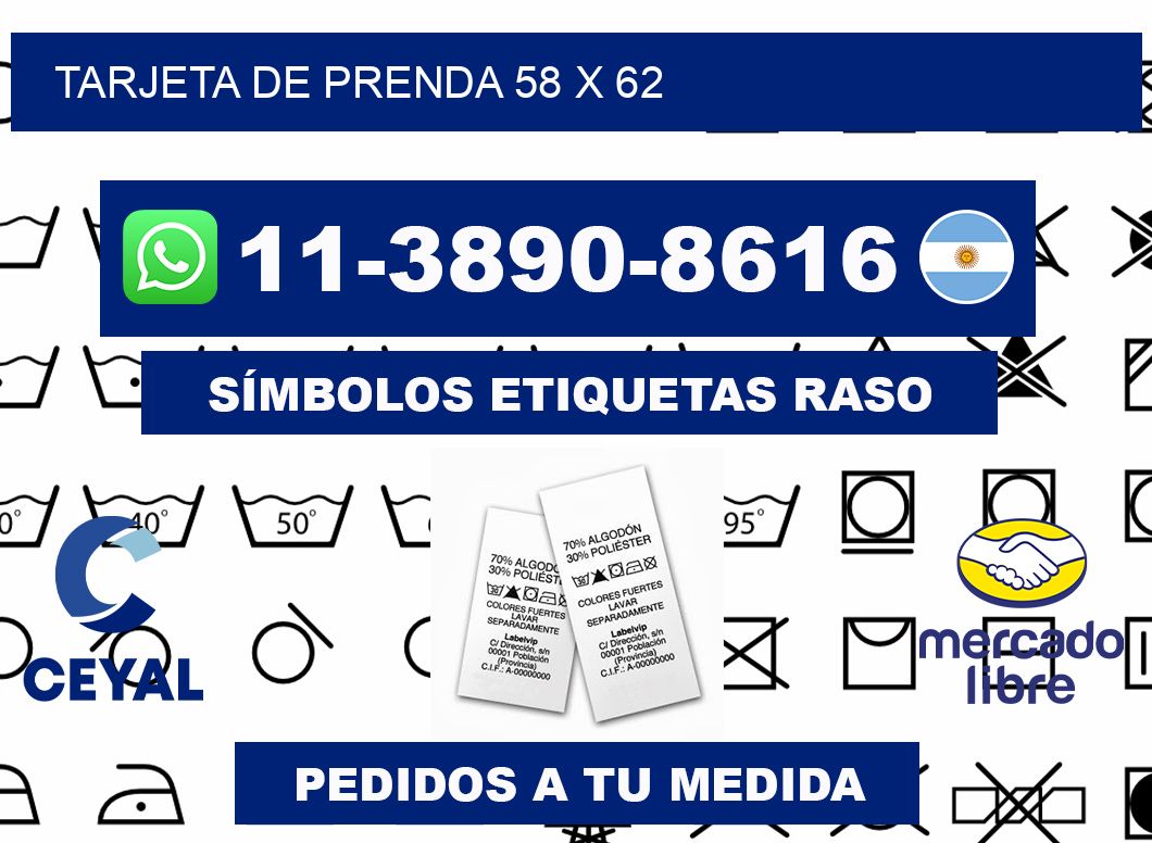 Tarjeta de prenda 58 x 62