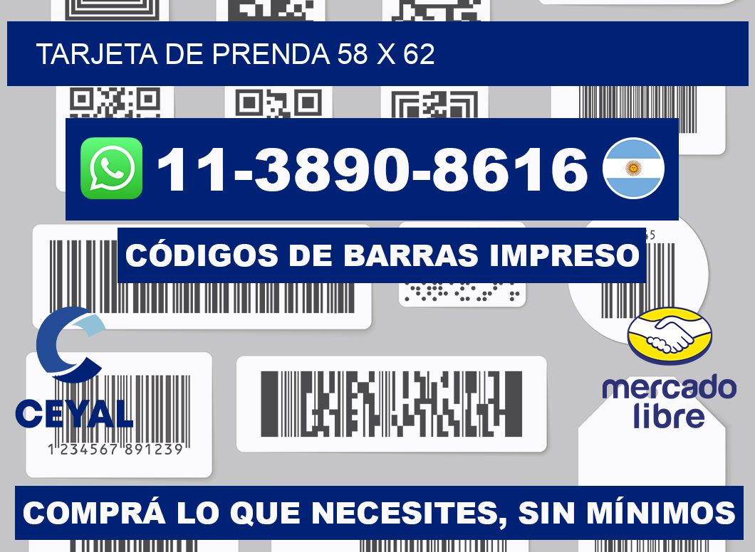 Tarjeta de prenda 58 x 62