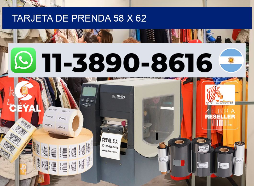 Tarjeta de prenda 58 x 62