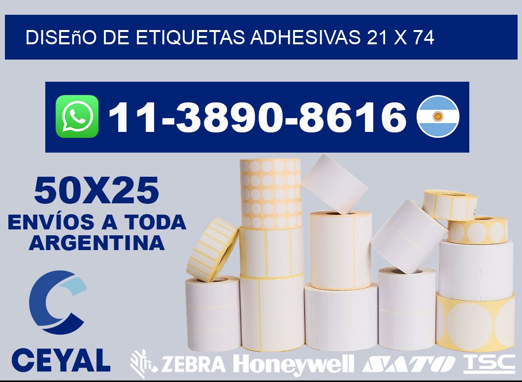 diseño de etiquetas adhesivas 21 x 74