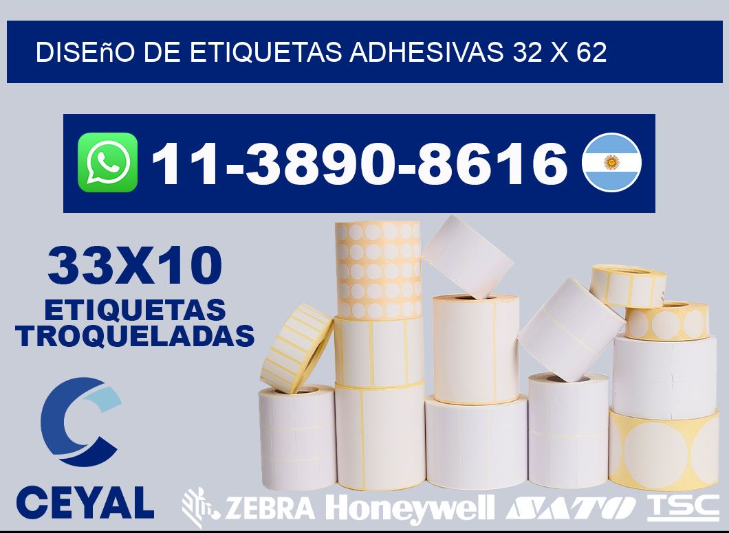 diseño de etiquetas adhesivas 32 x 62
