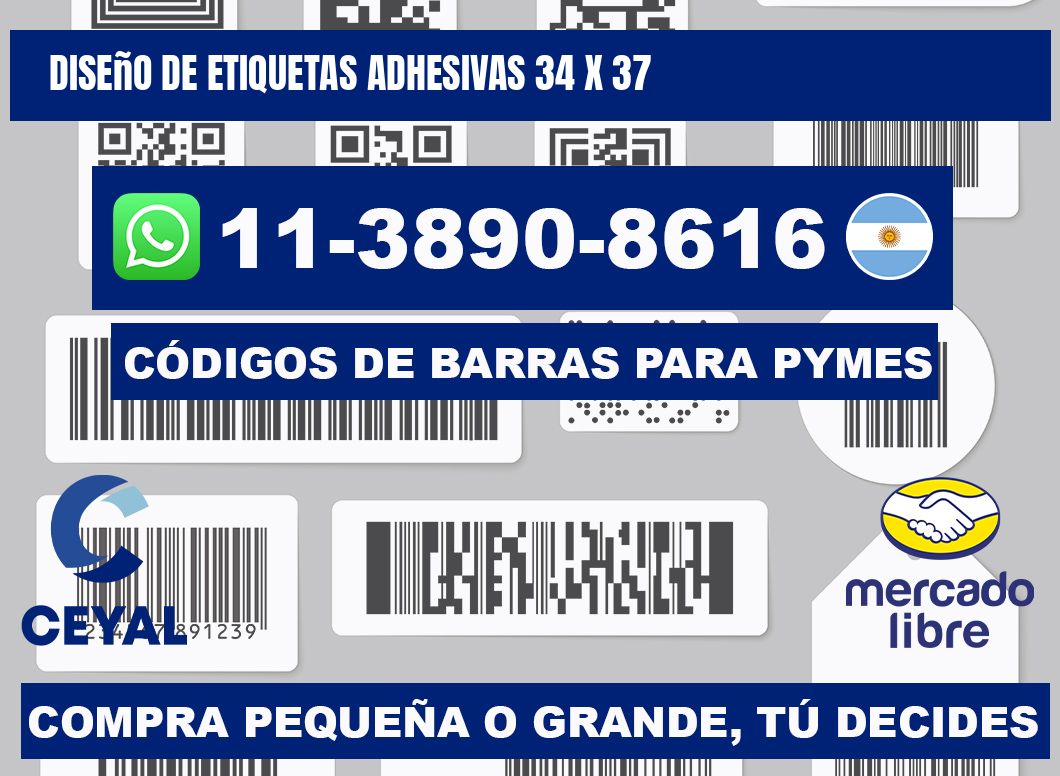 diseño de etiquetas adhesivas 34 x 37