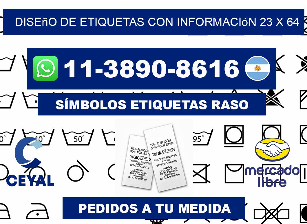 diseño de etiquetas con información 23 x 64