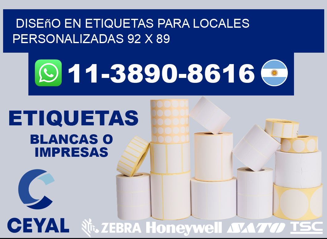 diseño en etiquetas para locales personalizadas 92 x 89