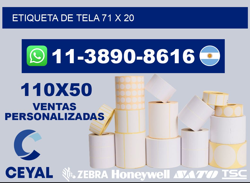etiqueta de tela 71 x 20