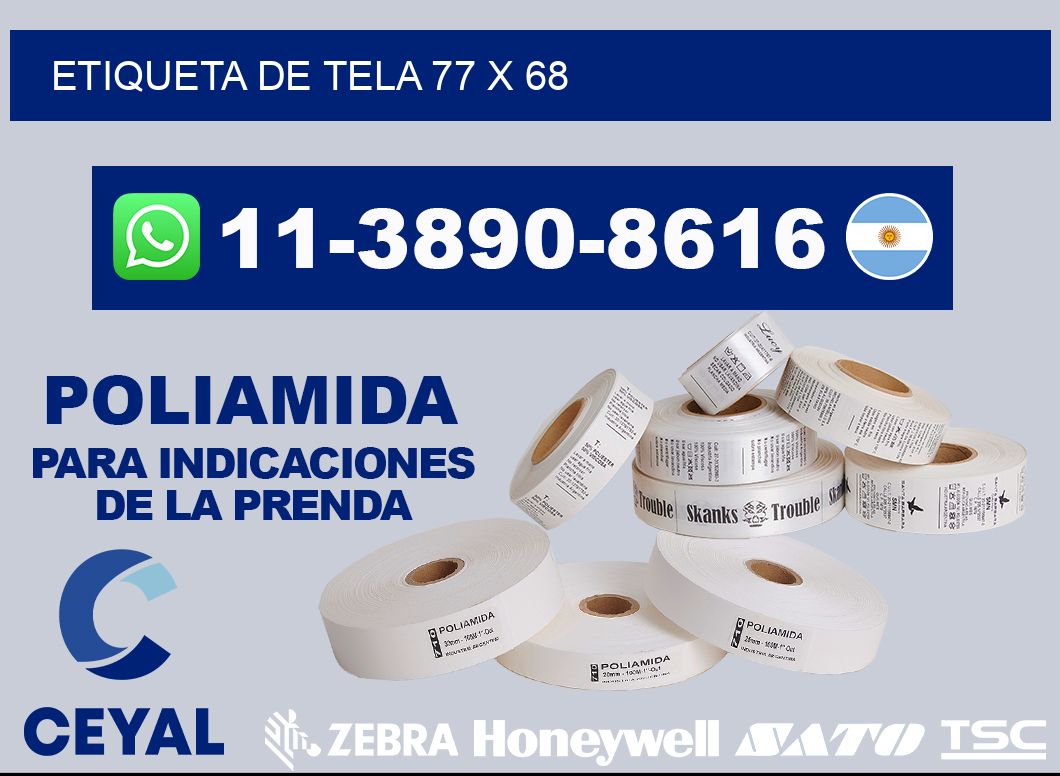 etiqueta de tela 77 x 68