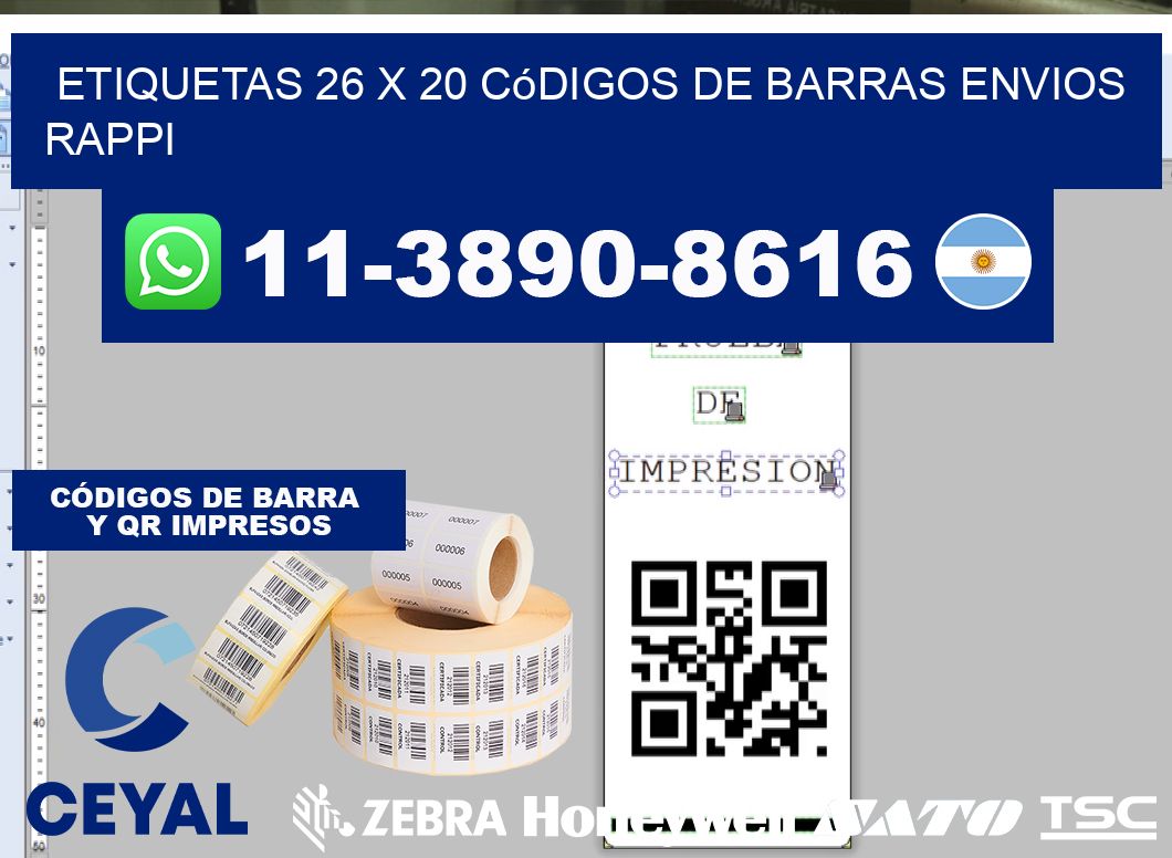 etiquetas 26 x 20 códigos de barras envios rappi