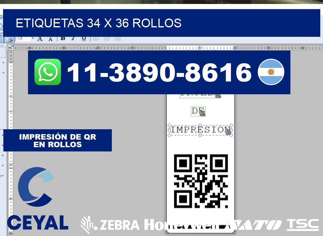 etiquetas 34 x 36 rollos