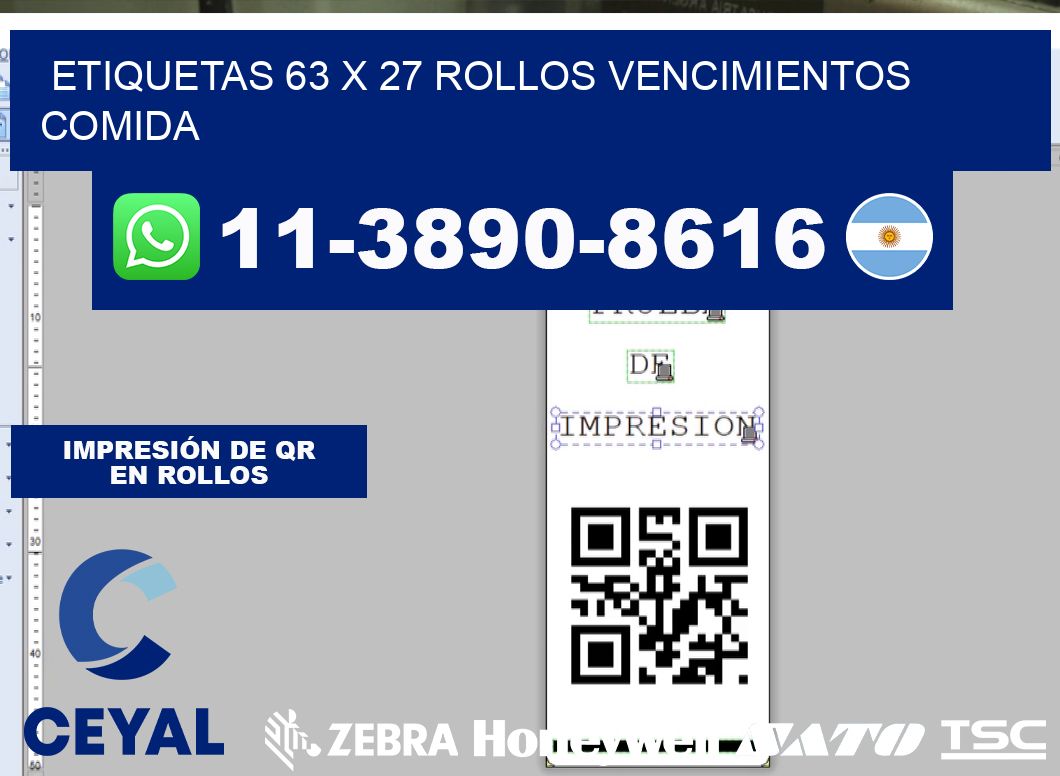 etiquetas 63 x 27 rollos vencimientos comida
