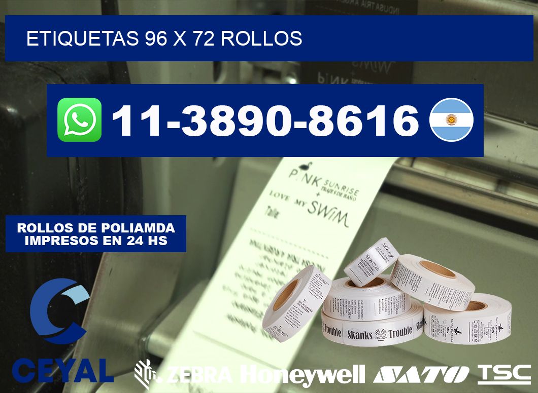 etiquetas 96 x 72 rollos