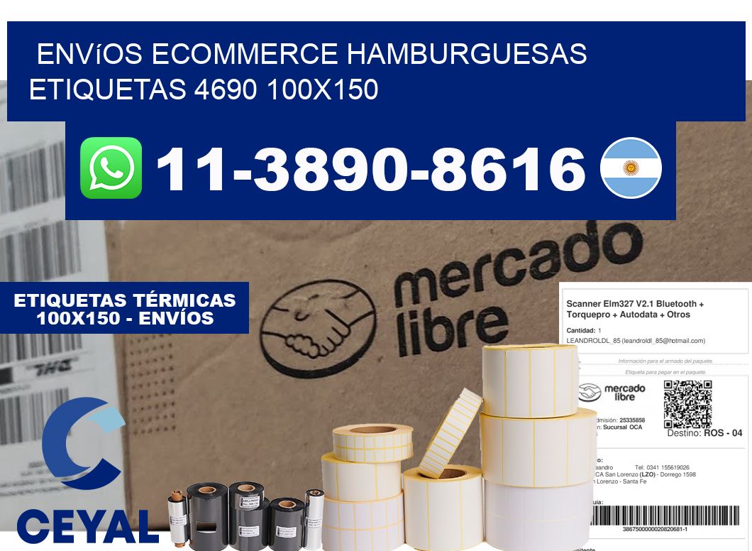 Envíos Ecommerce hamburguesas etiquetas 4690 100x150