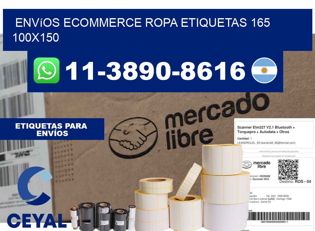 Envíos Ecommerce ropa etiquetas 165 100x150