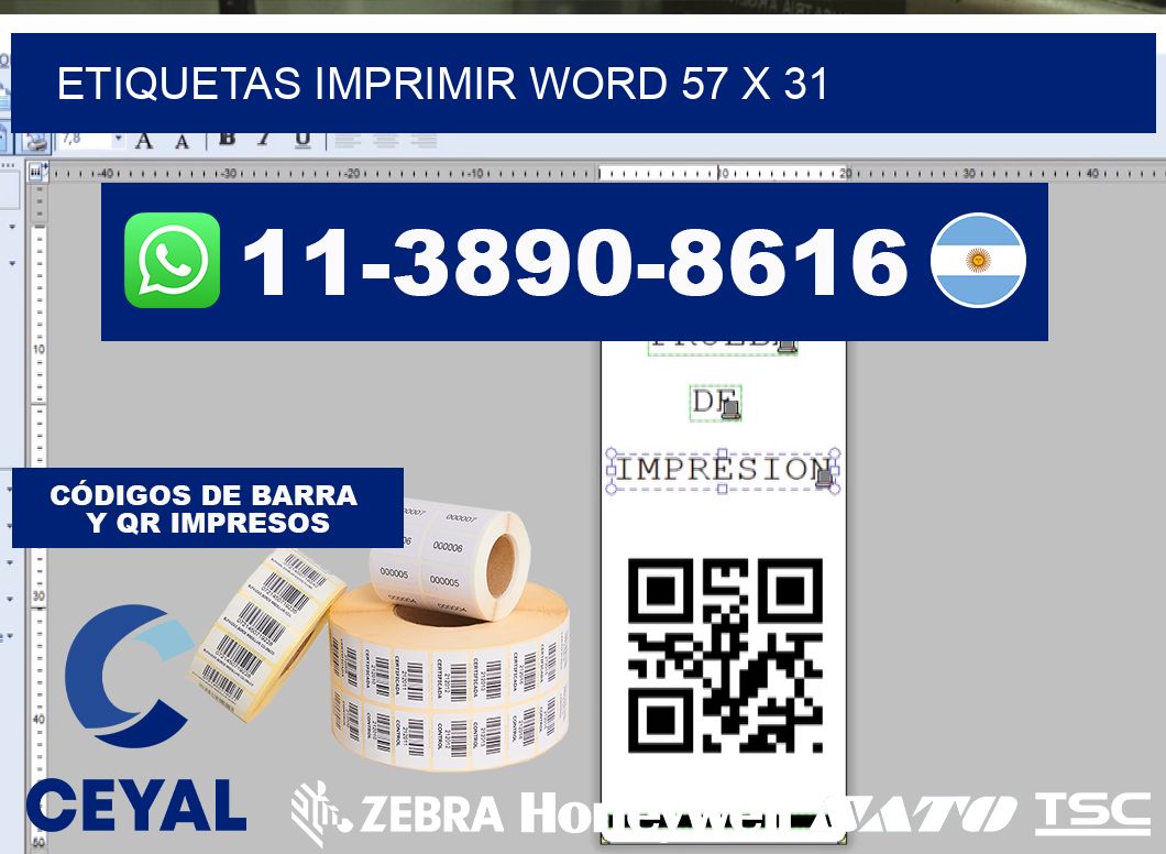 Etiquetas imprimir Word 57 x 31