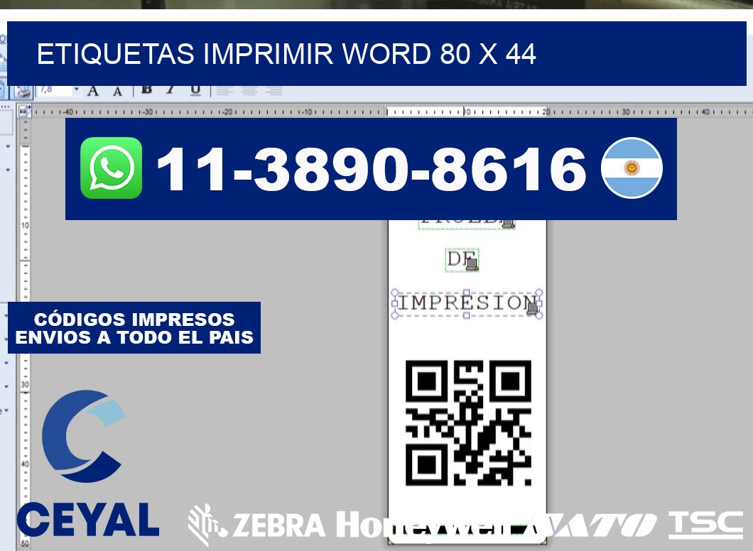 Etiquetas imprimir Word 80 x 44