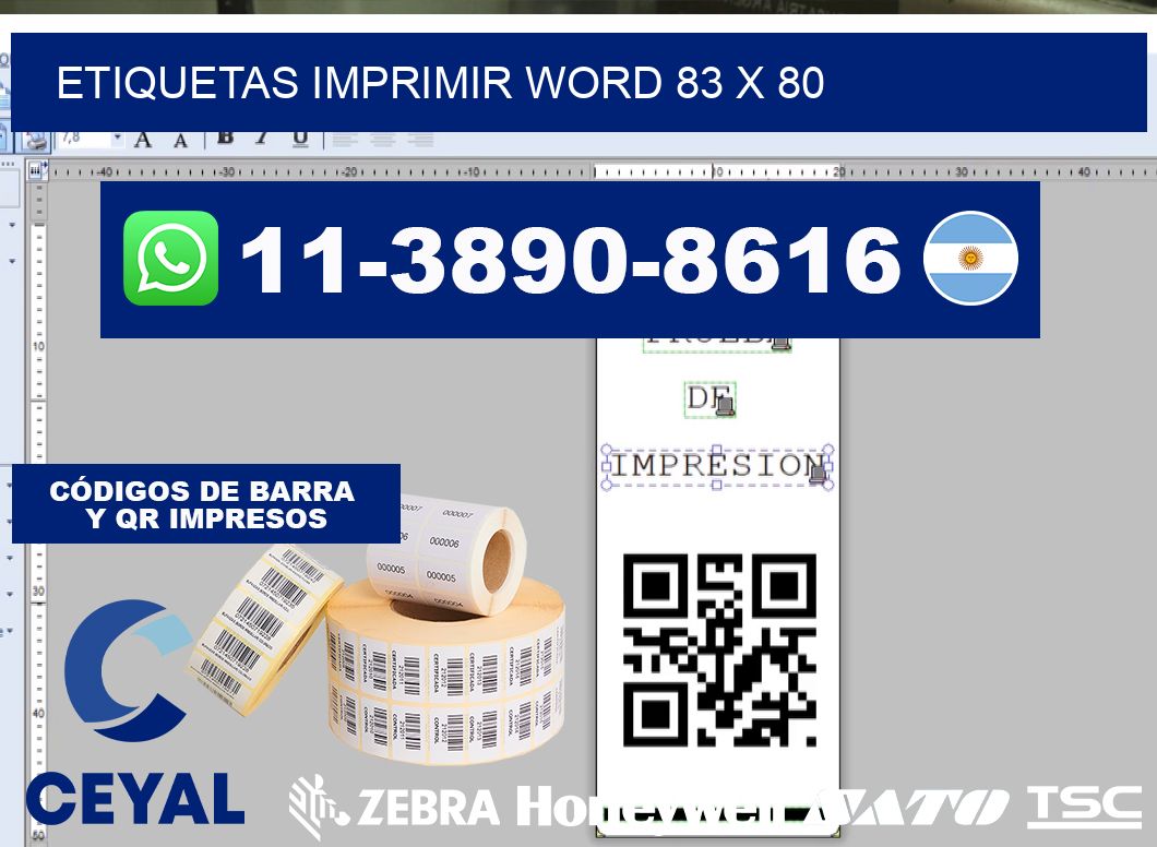 Etiquetas imprimir Word 83 x 80