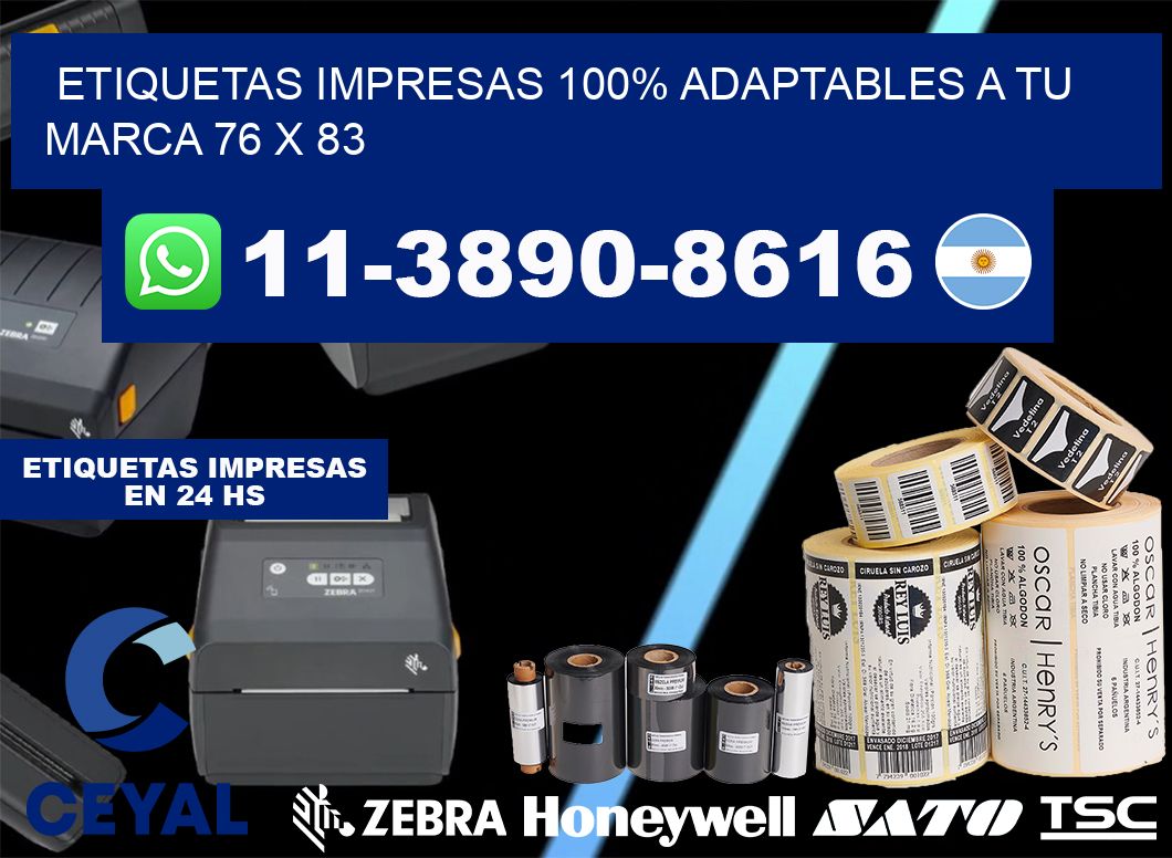 etiquetas impresas 100% adaptables a tu marca 76 x 83