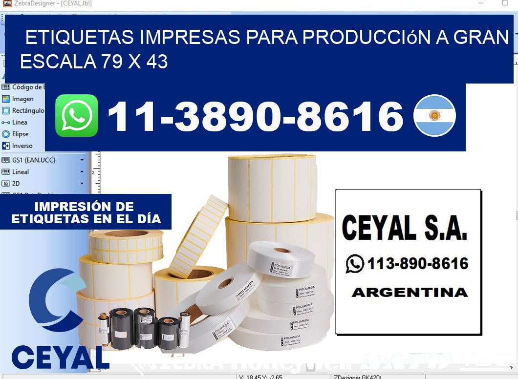 etiquetas impresas para producción a gran escala 79 x 43
