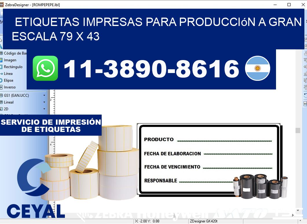 etiquetas impresas para producción a gran escala 79 x 43