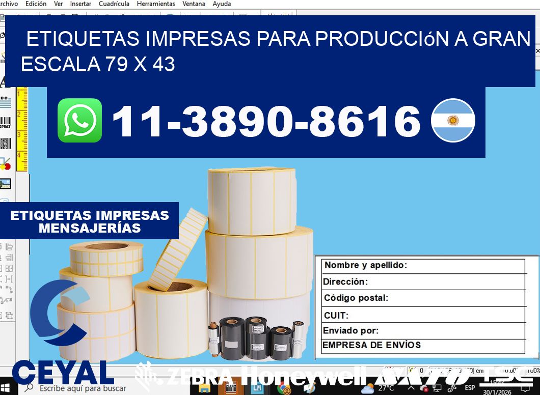etiquetas impresas para producción a gran escala 79 x 43
