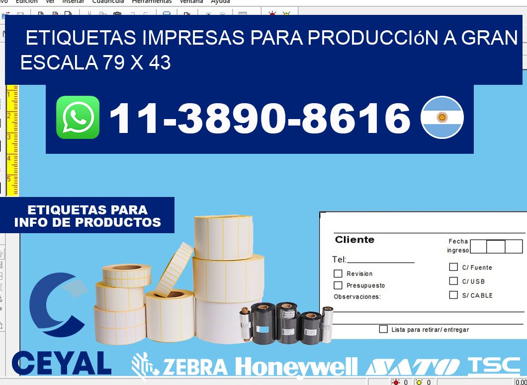 etiquetas impresas para producción a gran escala 79 x 43