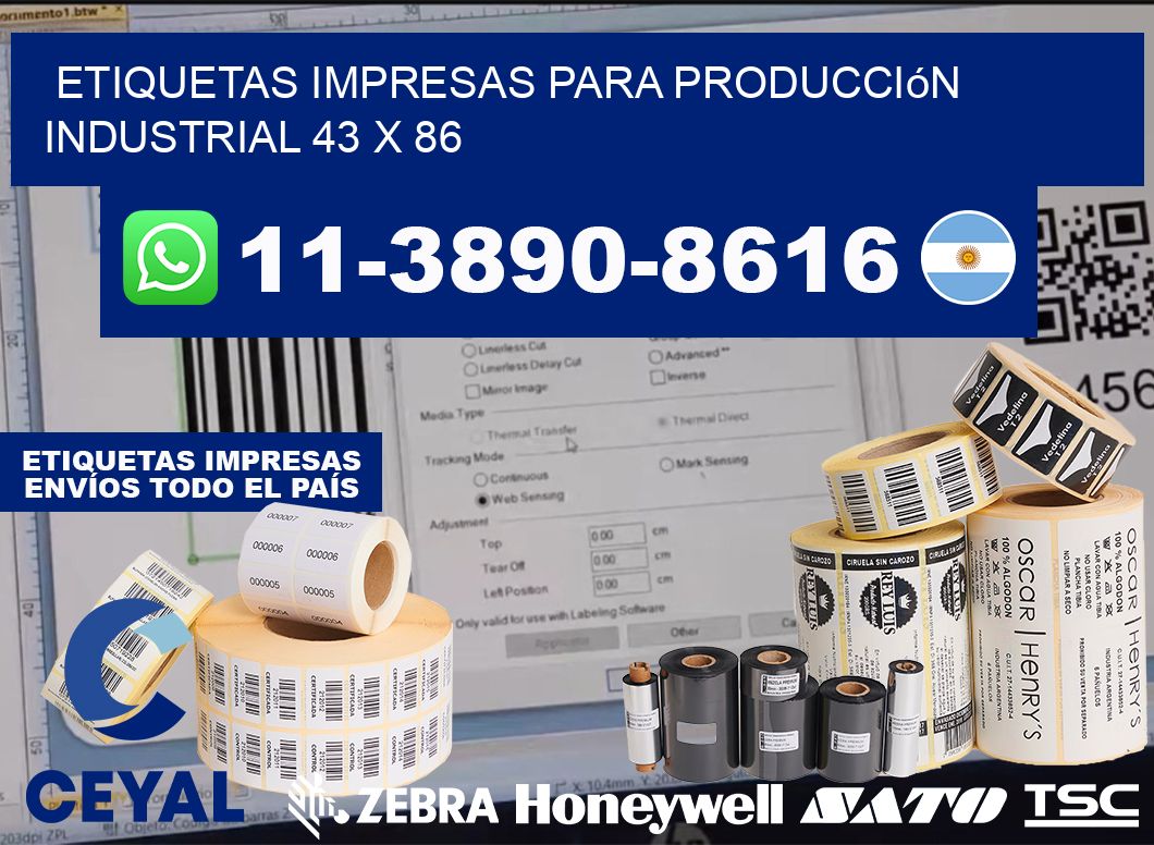 etiquetas impresas para producción industrial 43 x 86