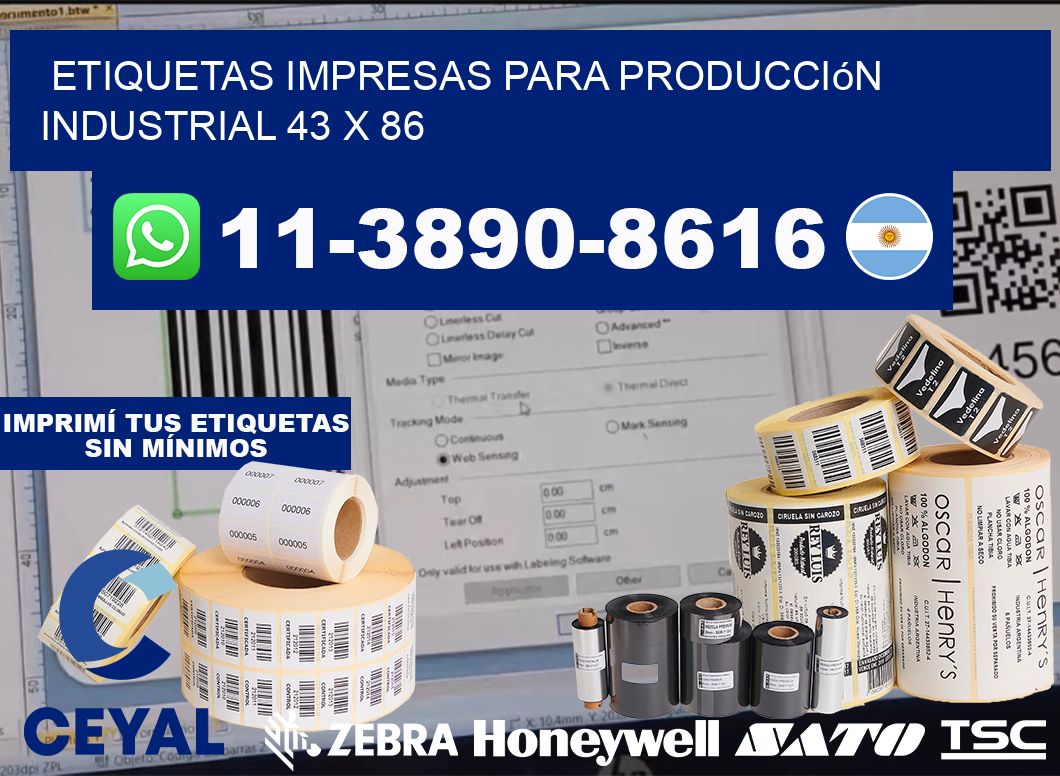 etiquetas impresas para producción industrial 43 x 86