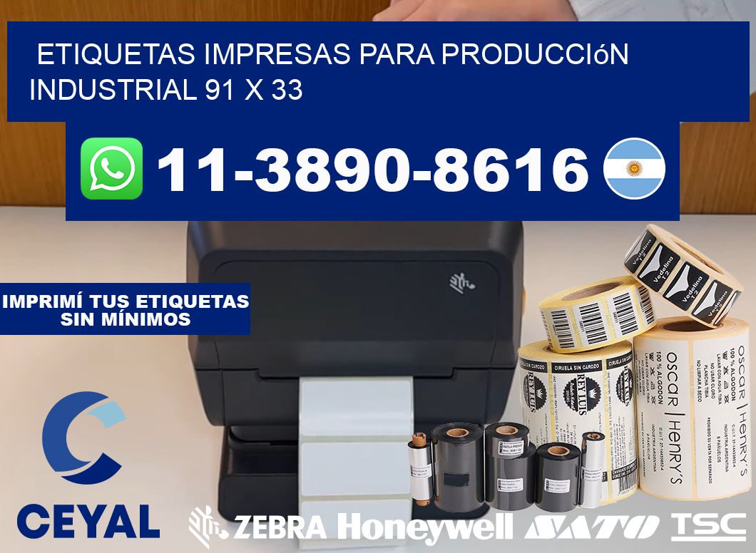 etiquetas impresas para producción industrial 91 x 33