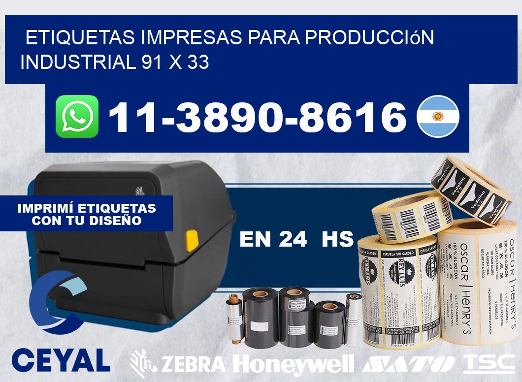 etiquetas impresas para producción industrial 91 x 33