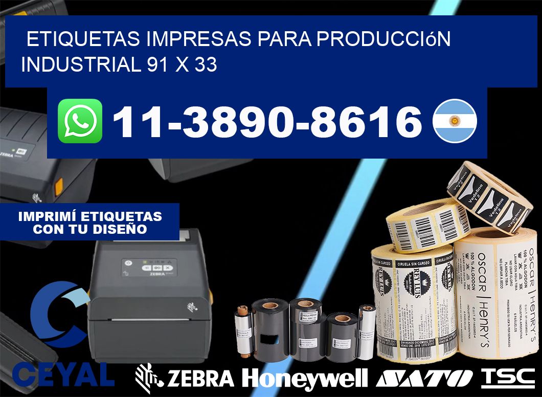 etiquetas impresas para producción industrial 91 x 33