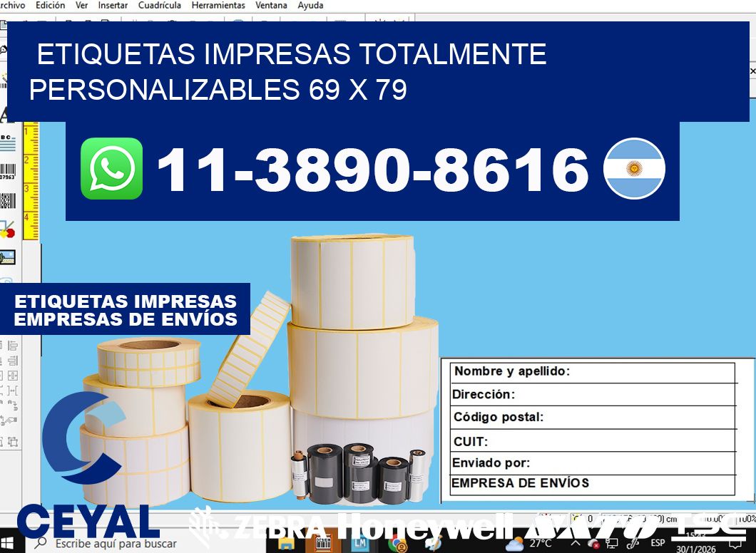 etiquetas impresas totalmente personalizables 69 x 79