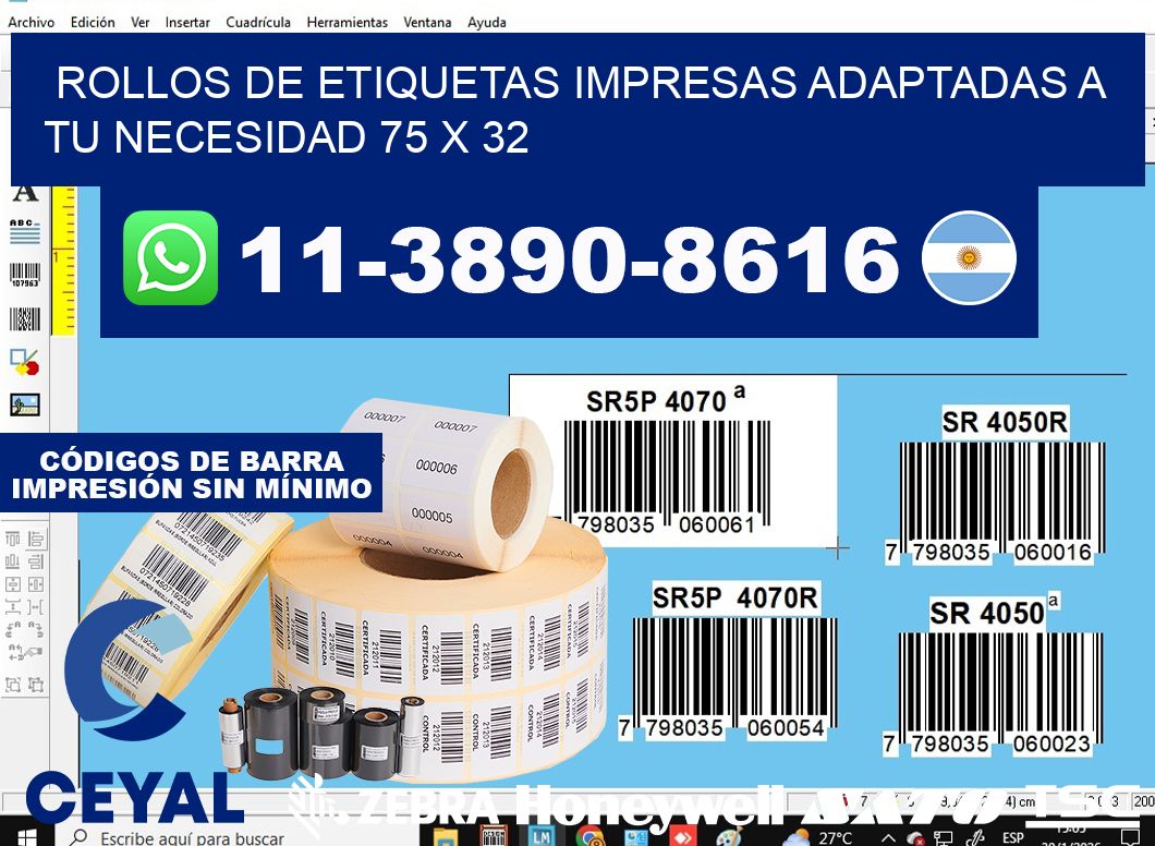 rollos de etiquetas impresas adaptadas a tu necesidad 75 x 32