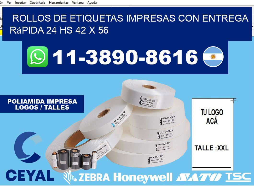 rollos de etiquetas impresas con entrega rápida 24 hs 42 x 56