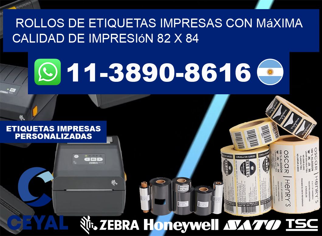 rollos de etiquetas impresas con máxima calidad de impresión 82 x 84
