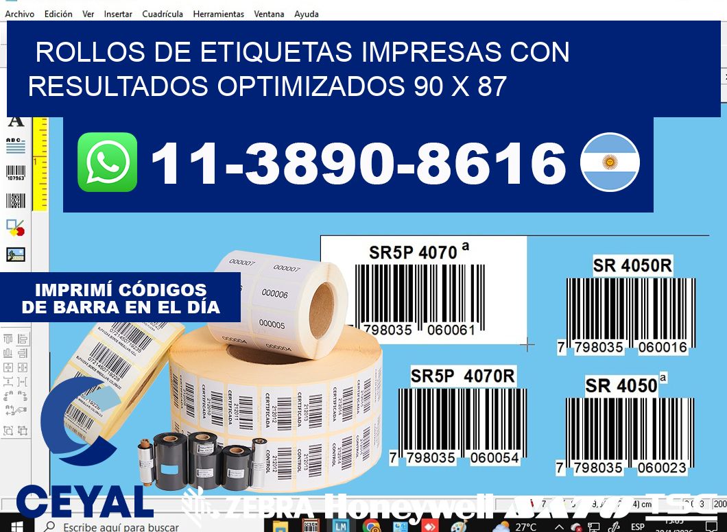 rollos de etiquetas impresas con resultados optimizados 90 x 87