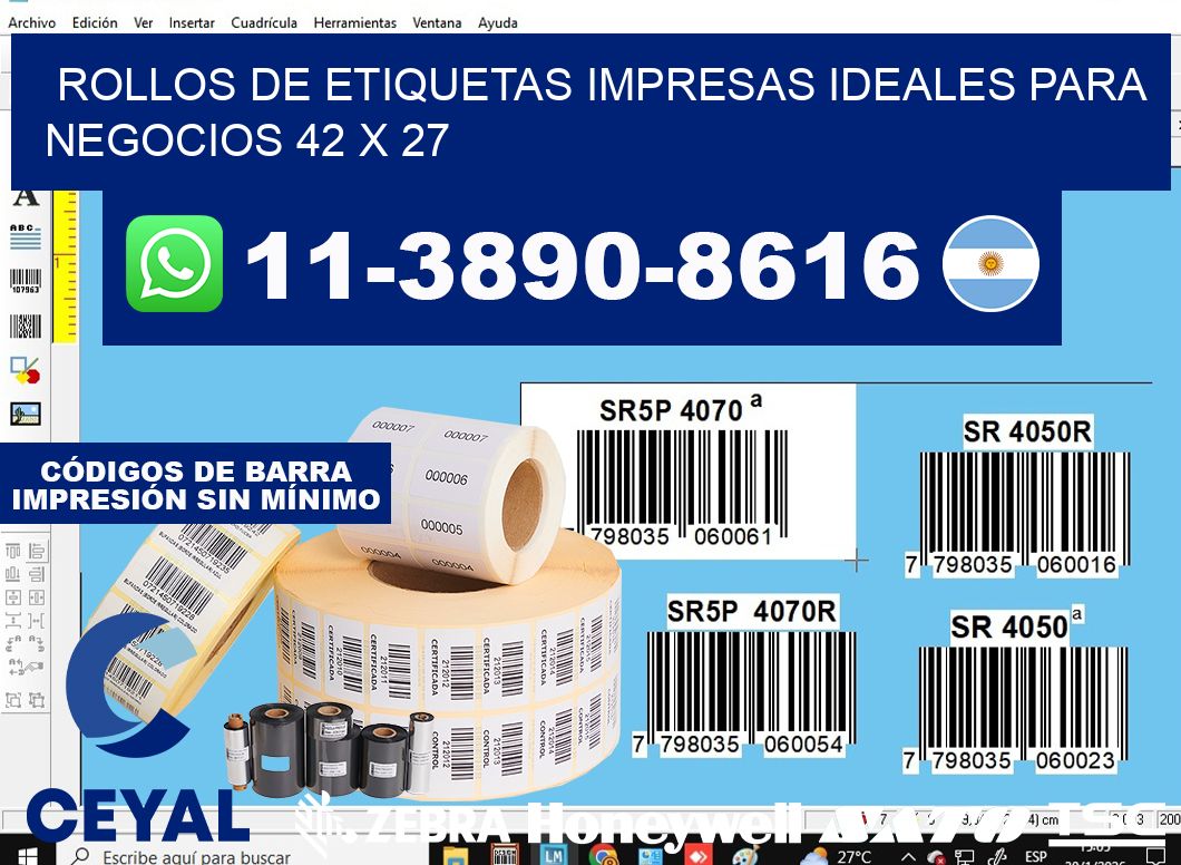 rollos de etiquetas impresas ideales para negocios 42 x 27