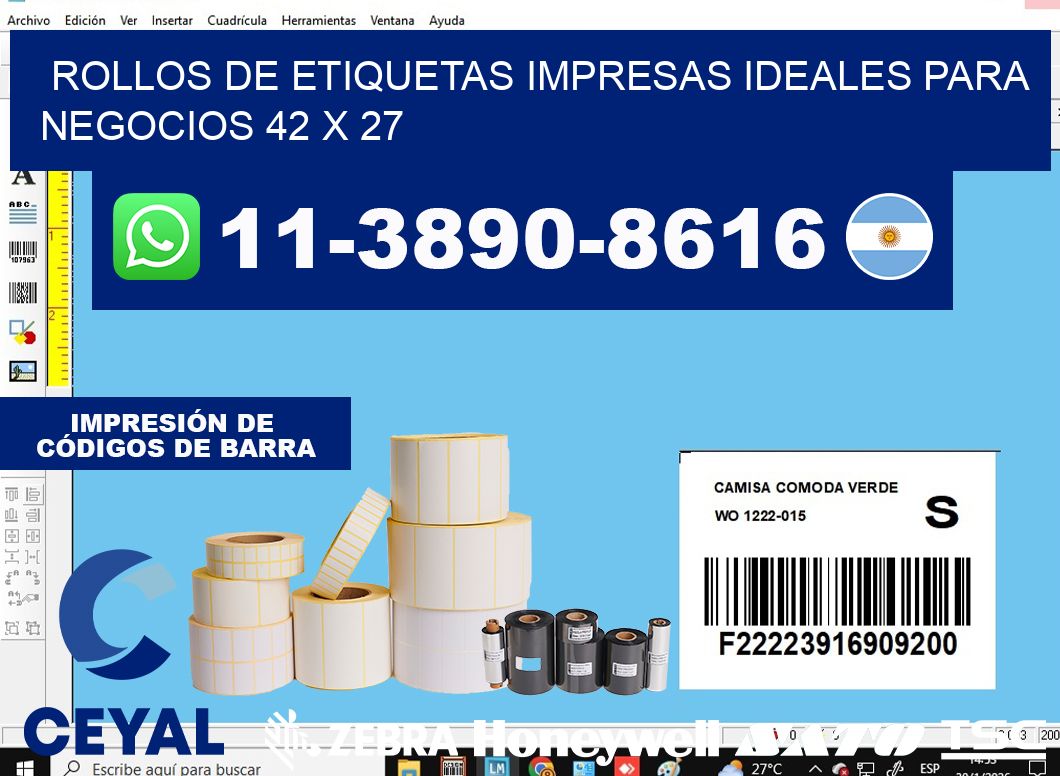 rollos de etiquetas impresas ideales para negocios 42 x 27