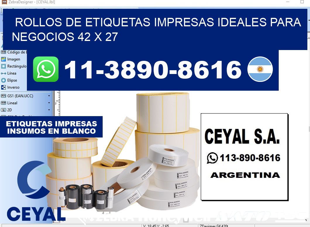 rollos de etiquetas impresas ideales para negocios 42 x 27