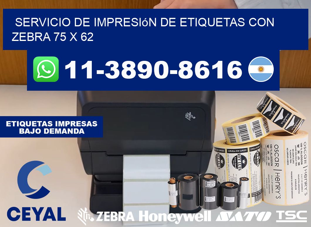 servicio de impresión de etiquetas con Zebra 75 x 62