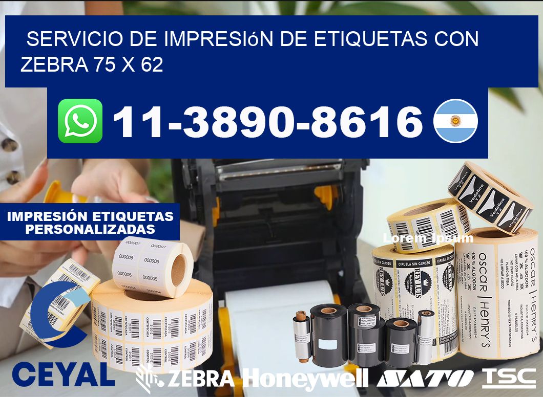 servicio de impresión de etiquetas con Zebra 75 x 62