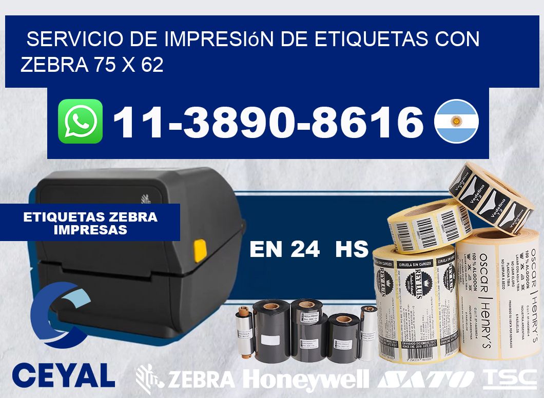 servicio de impresión de etiquetas con Zebra 75 x 62