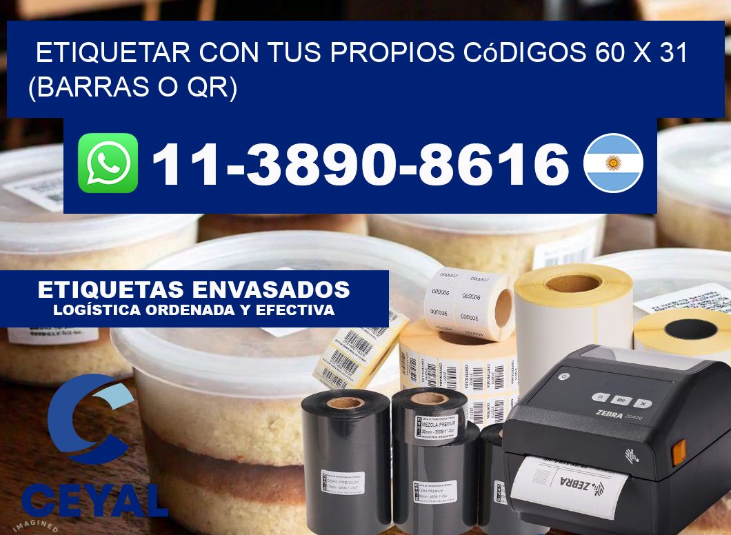 Etiquetar con tus propios códigos 60 x 31 (barras o QR)