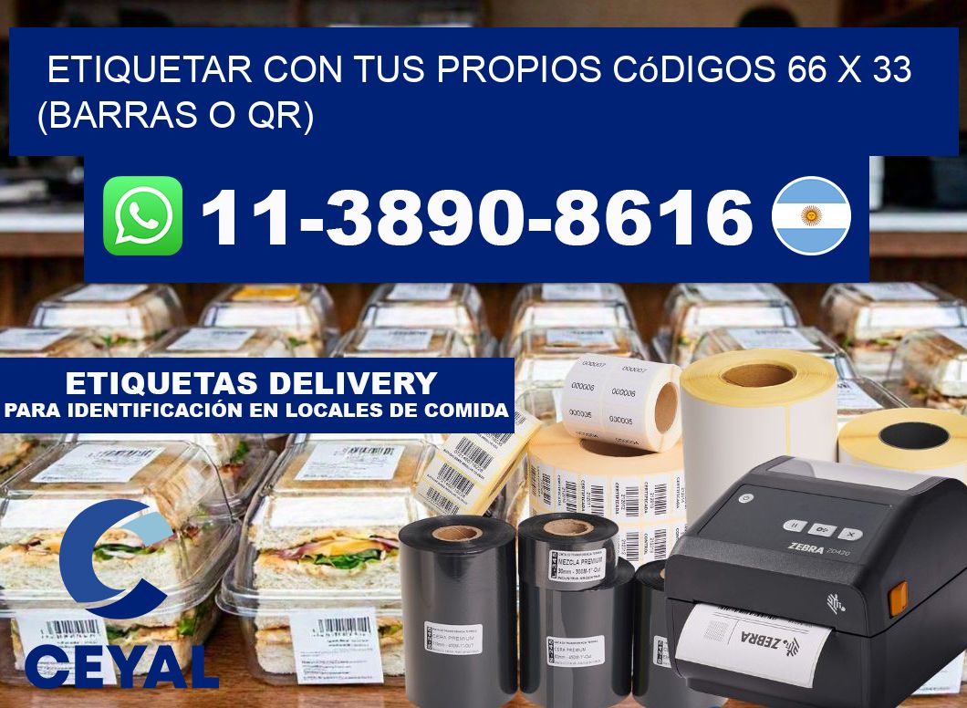 Etiquetar con tus propios códigos 66 x 33 (barras o QR)