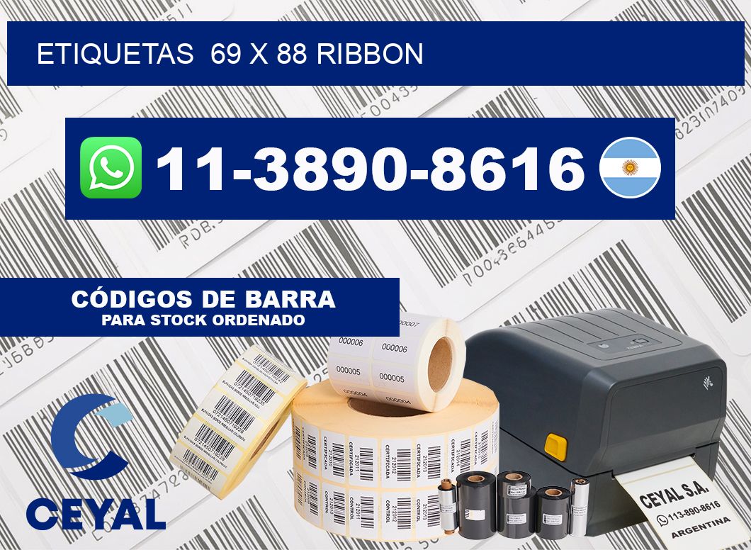 Etiquetas  69 x 88 ribbon