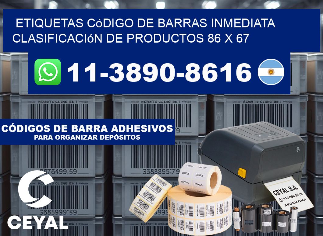 Etiquetas código de barras inmediata clasificación de productos 86 x 67