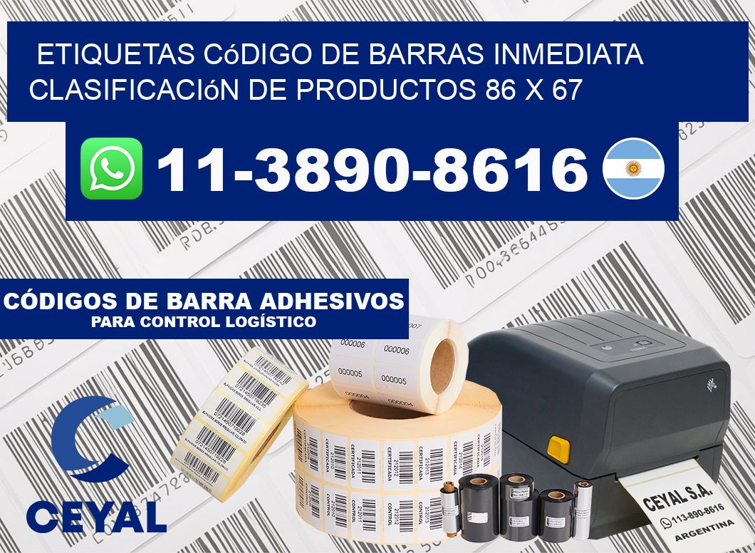 Etiquetas código de barras inmediata clasificación de productos 86 x 67